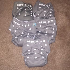 5 Grey Alva Baby Cloth DiApers